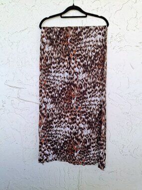 Boho Fall Animal Print Brown Cream Viscose Shawl Wrap Scarf 66" Tre Vero
